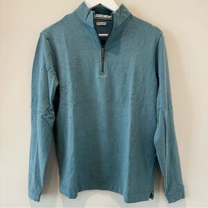 Peter Millar Teal Zip Up Sweater Quarter Zip Jacket Blue Holiday Golf Mens Small
